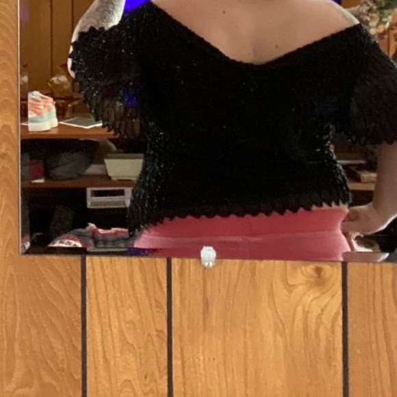 Vintage JMD New York Beaded shirt top intricately beaded off the shoulder shirt - Picture 8 of 9